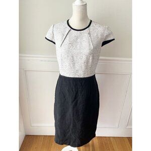Hobbs London Gray Black Colorblock Cap Sleeve Sheath Dress 12